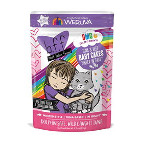 WERUVA b.f.f. Best Feline Friend Tuna & Beef Baby Cakes Recipe in Gravy Pouch 3oz I003065