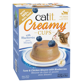 Catit Creamy Cups  Tuna & Chicken Mousse with Blueberry 4pk I032243