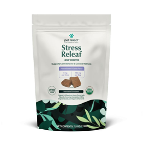 Pet Releaf Stress Releaf Edibites Peanut Butter and Carob Flavor for Medium/Large Breed Dogs 7.5 oz